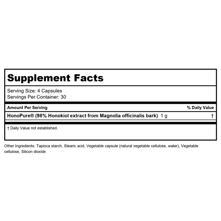 EcoNugenics HonoPure 120 Vcaps - EQ0045 - Supplement Facts panel