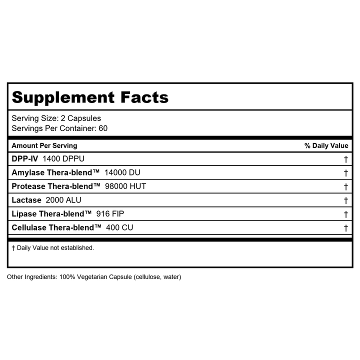 Enzymedica Digest Spectrum 120 Capsules - Supplement Facts panel