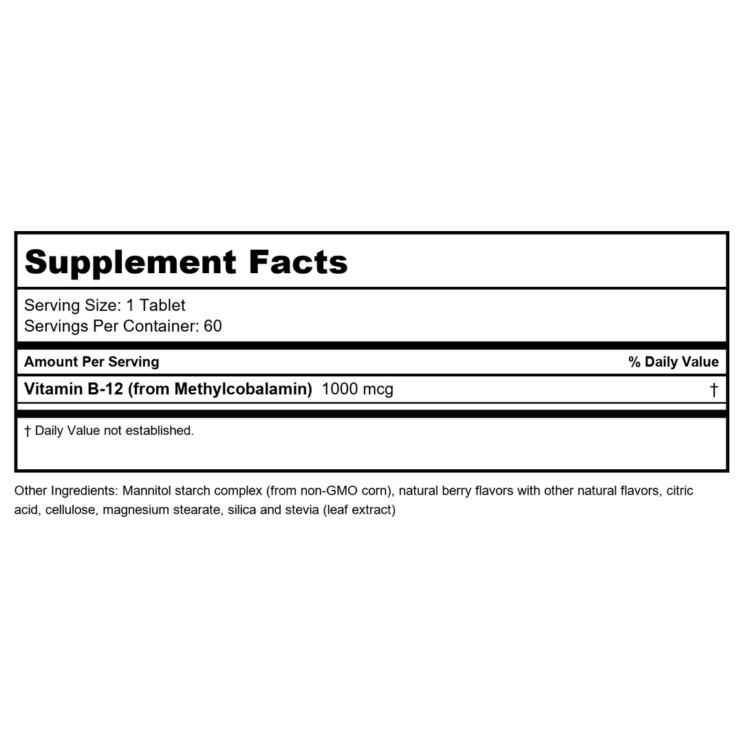 KAL B-12 Adenosylcobalamin Activmelt Strawberry 90 Micro Tablets  98882 - Supplement Facts panel