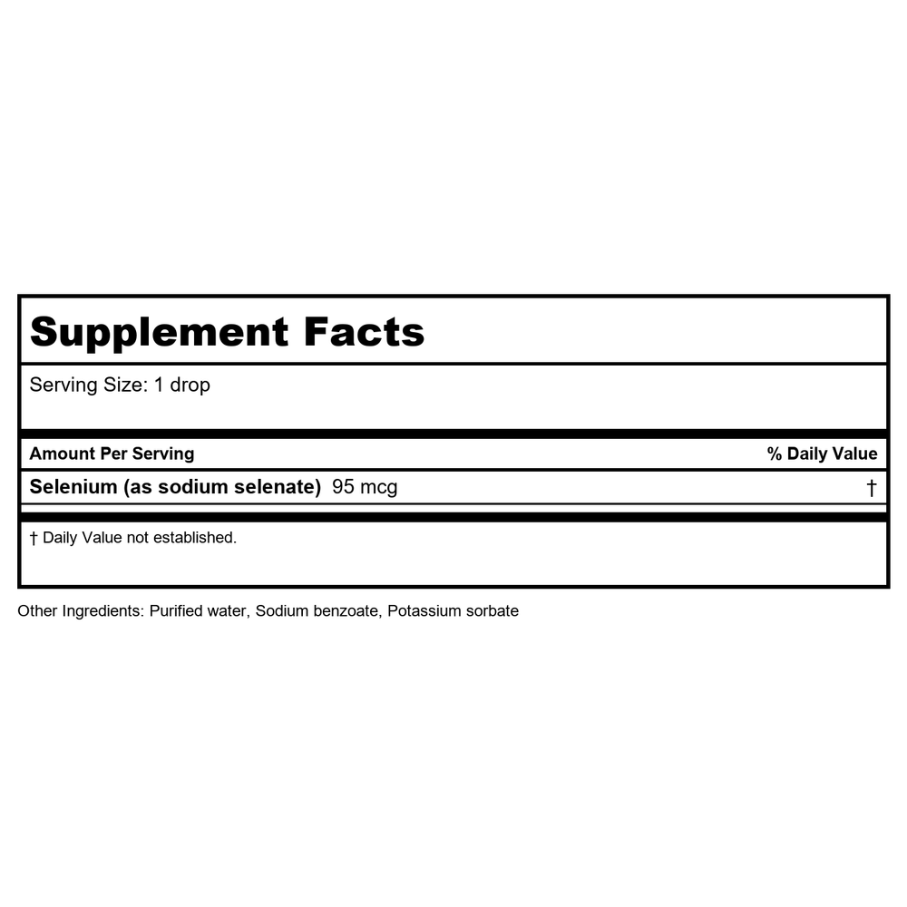 Biotics Research Aqueous Selenium 0.50 Ounce - Supplement Facts panel