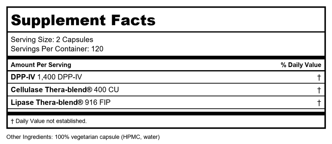 Enzymedica Digest Spectrum 240 Capsules - Supplement Facts panel
