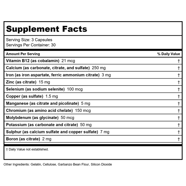 Cardiovascular Research Comprehensive Minerals 90 Capsules - Supplement Facts panel