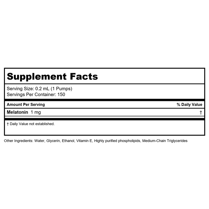 Quicksilver Scientific Melatonin 1mg 1oz - Supplement Facts panel