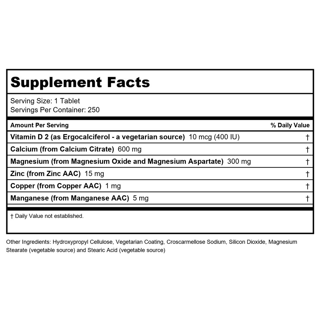 Now Foods Calcium Citrate 250 Tablets - 1232 - 2 Pack - Supplement Facts panel