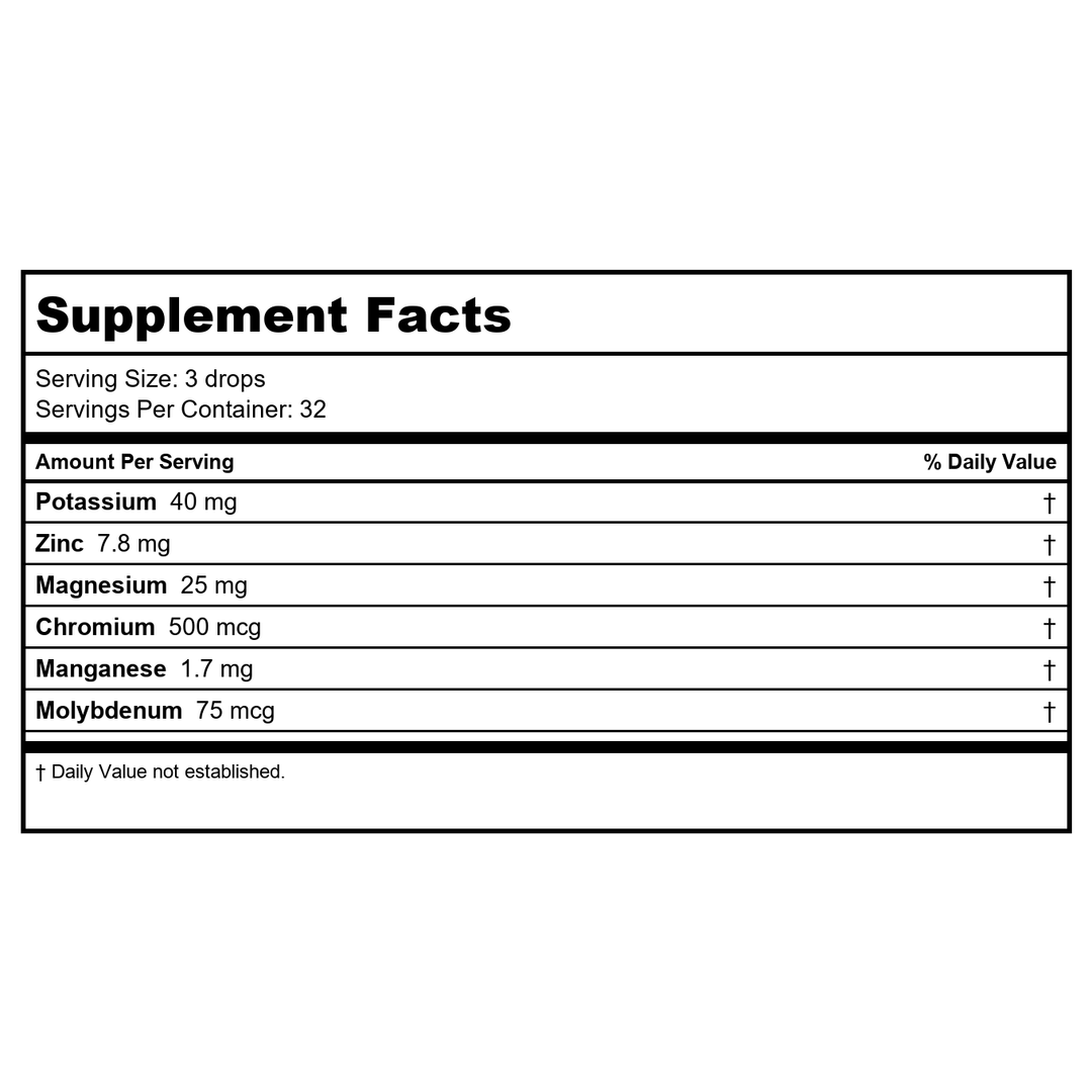 BodyBio Liquid Mineral 7 Molybdenum 2oz - Supplement Facts panel
