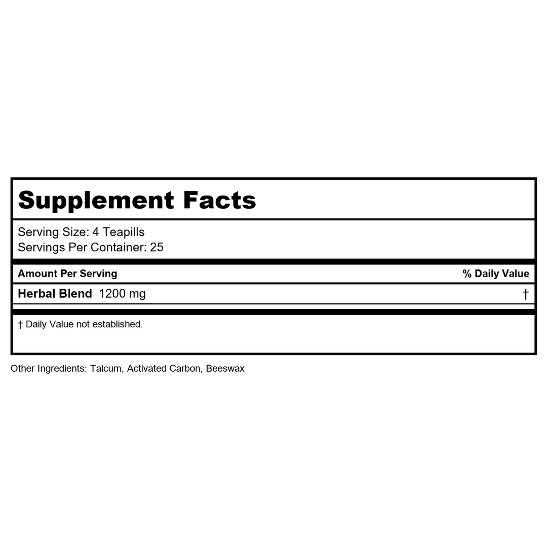 Nuherb Herbal Times Suan Zao Ren Wan 100 Teapills - Supplement Facts panel