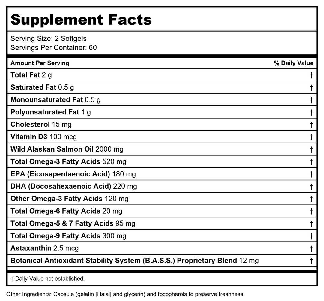 New Chapter Wholemega Whole Fish Oil 120 Softgels - 2 Pack - Supplement Facts panel