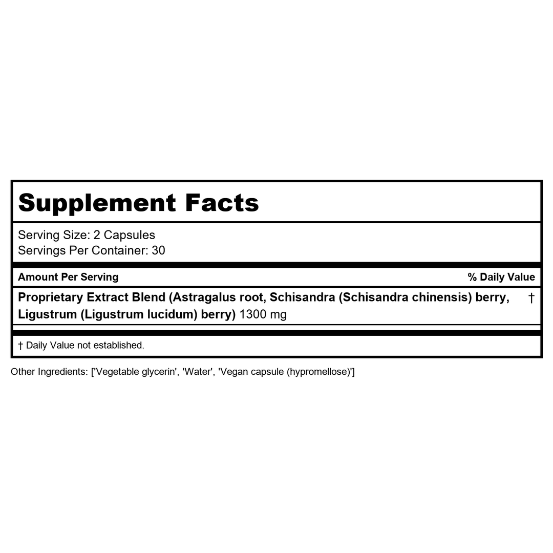 Gaia Herbs Astragalus Supreme 60 Vcaps (Pro version - 3-in-1 immune formula) - Supplement Facts panel