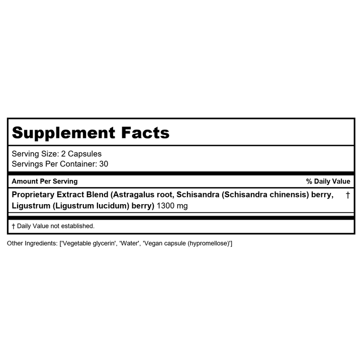 Gaia Herbs Astragalus Supreme 60 Vcaps (Pro version - 3-in-1 immune formula) - Supplement Facts panel