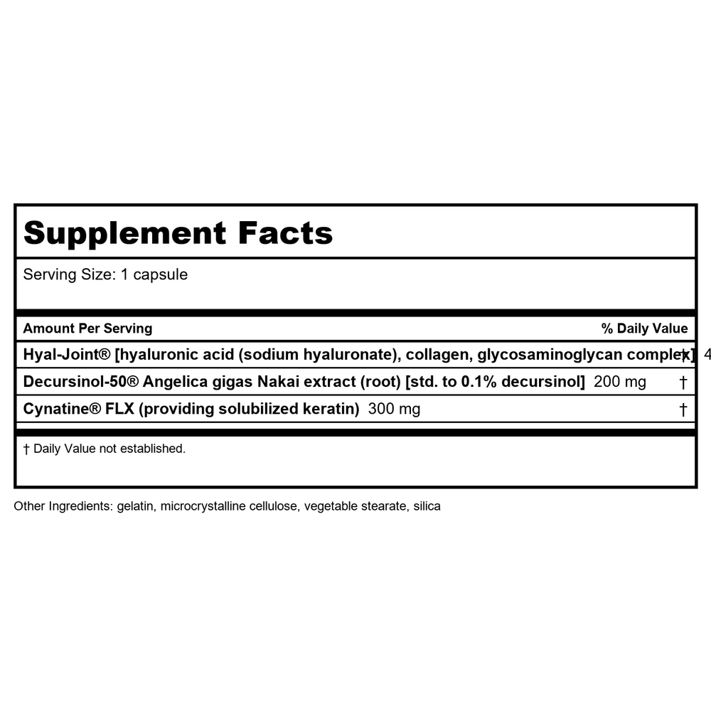 Life Extension Fast-Acting Joint Formula 30 Capsules - Supplement Facts panel