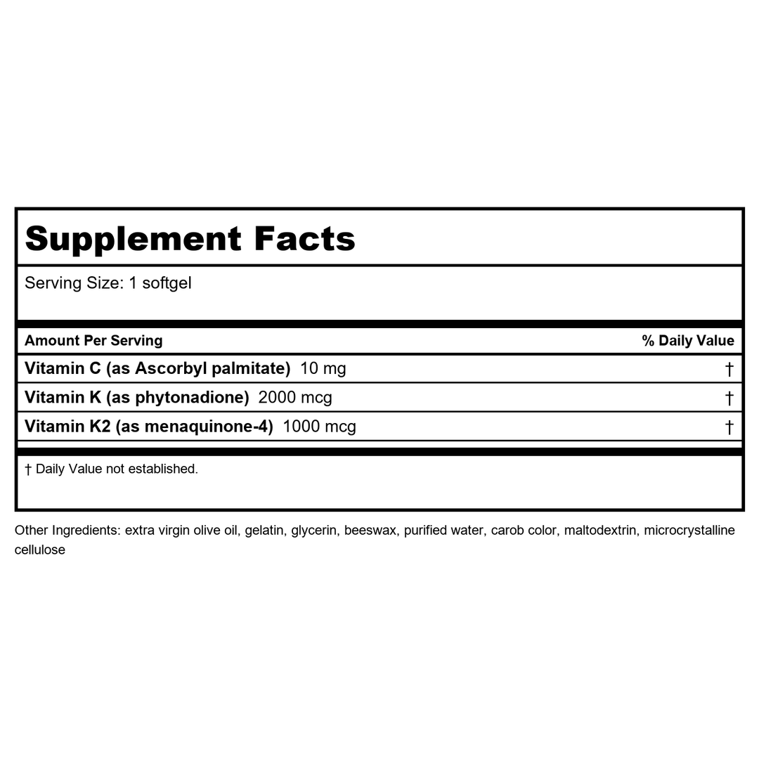 Life Extension Super K With Advanced K2 Complex 90 Softgels - Supplement Facts panel