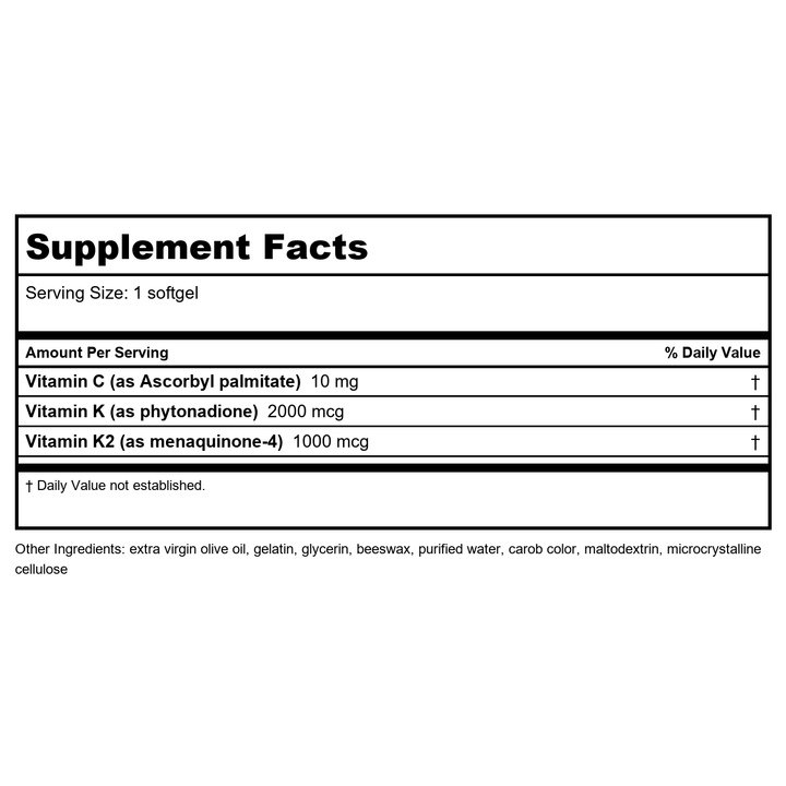 Life Extension Super K With Advanced K2 Complex 90 Softgels - Supplement Facts panel