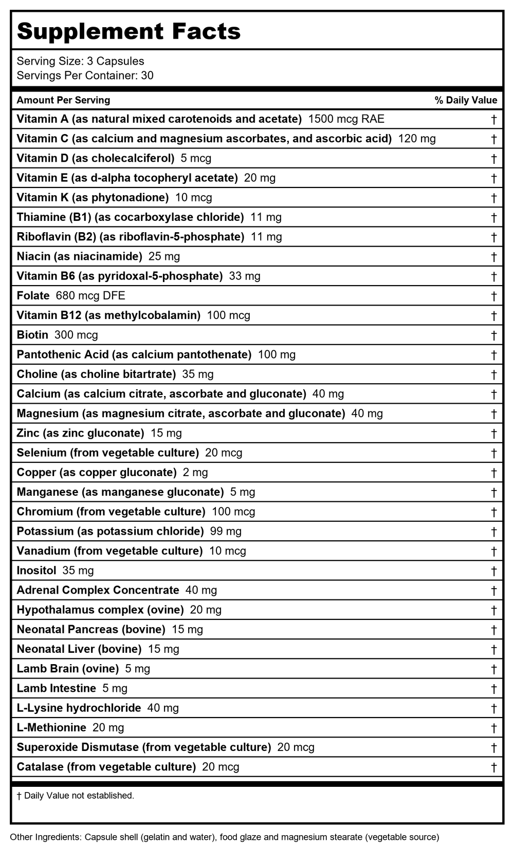 Biotics Research Bio-Glycozyme Forte 90 Capsules - Supplement Facts panel
