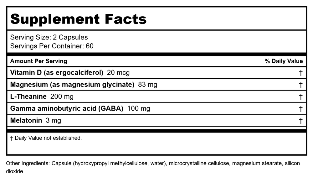 Natural Vitality Calm Sleep Capsules 120 Count - B09345846G - Supplement Facts panel