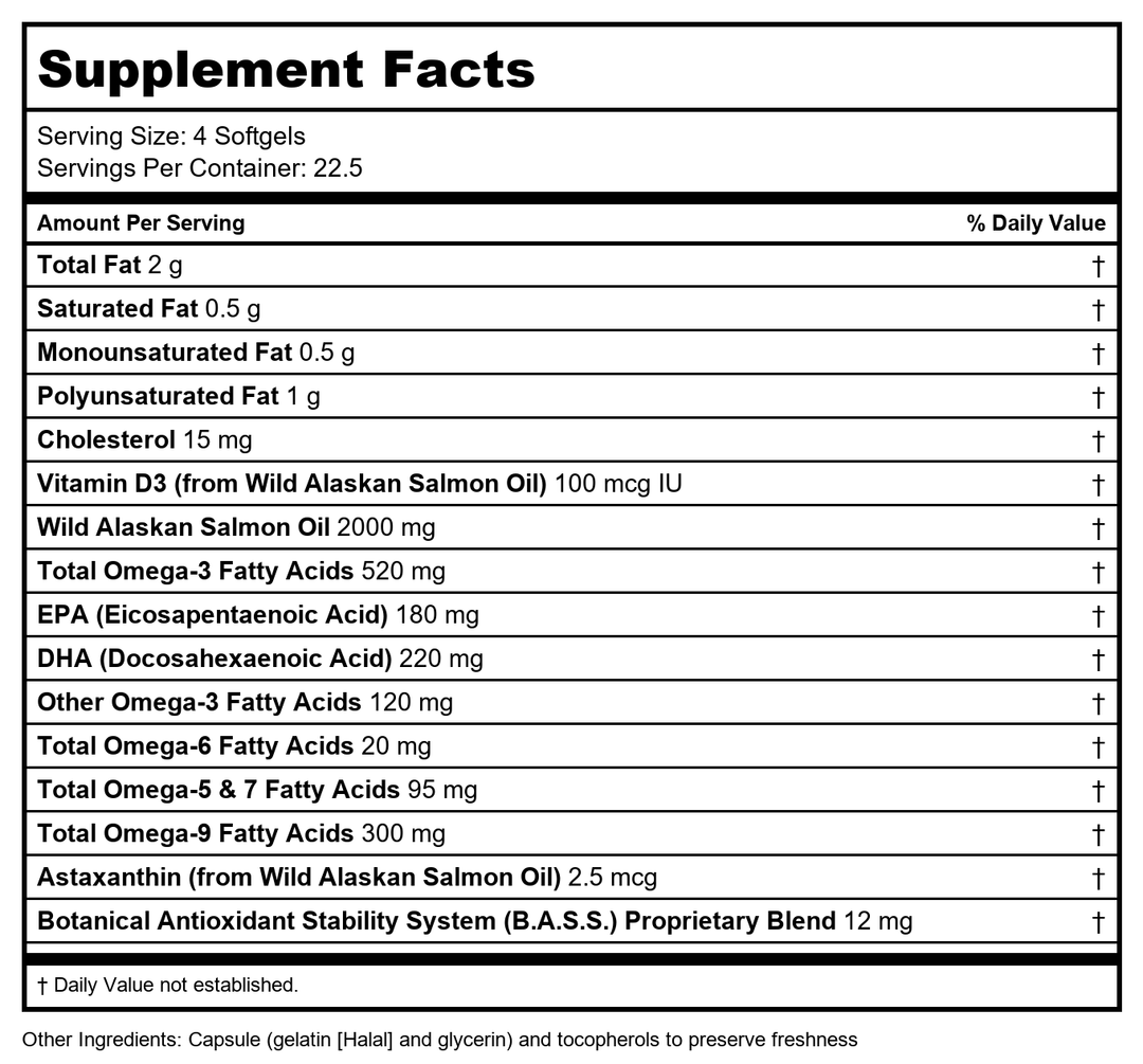 New Chapter WholeMega Fish Oil Tiny Caps 90 Softgels - Supplement Facts panel