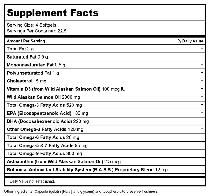 New Chapter WholeMega Fish Oil Tiny Caps 90 Softgels - Supplement Facts panel