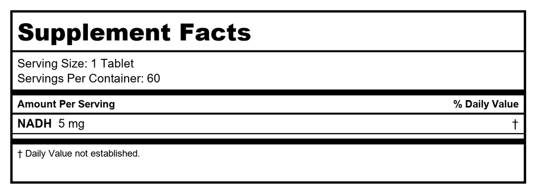 Ecological Formulations NADH 5mg 60 Tablets - 2 Pack - Supplement Facts panel