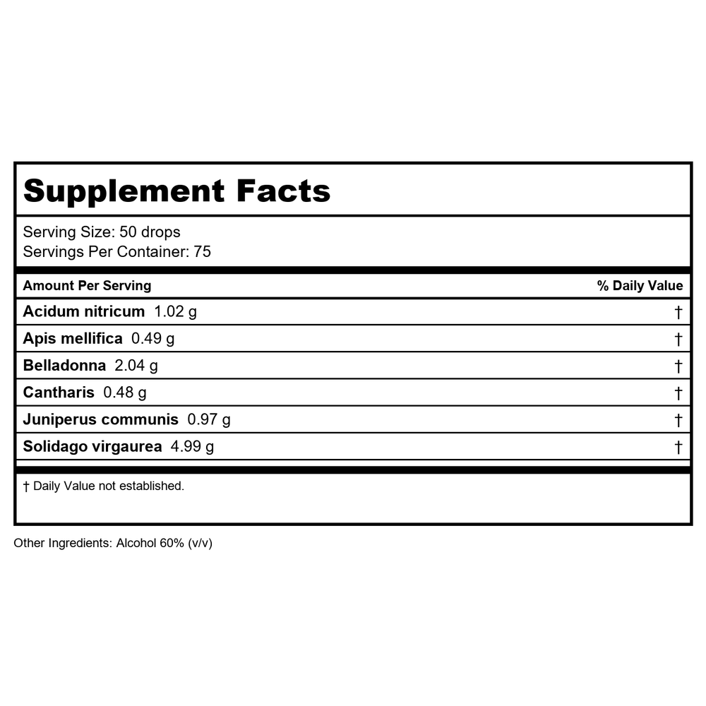 Hevert Detox Kidney 50ml - Supplement Facts panel