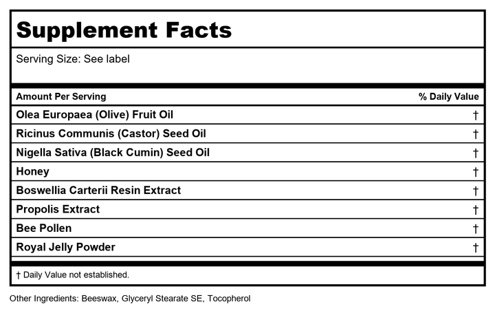 Heritage Egyptian Gold Butter 4oz - Supplement Facts panel