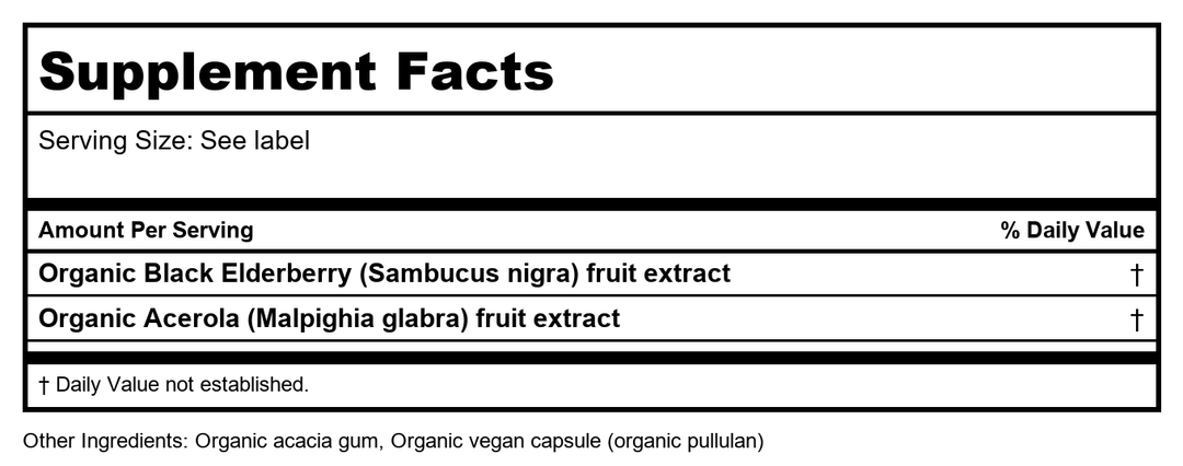 Gaia Herbs Black Elderberry 30 Vcaps - 2 Pack - Supplement Facts panel