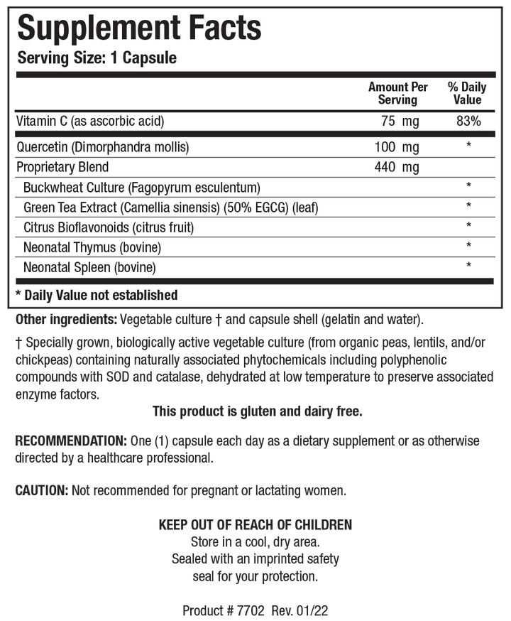 Biotics Research Bio-FCTS 90 Capsules - Supplement Facts panel