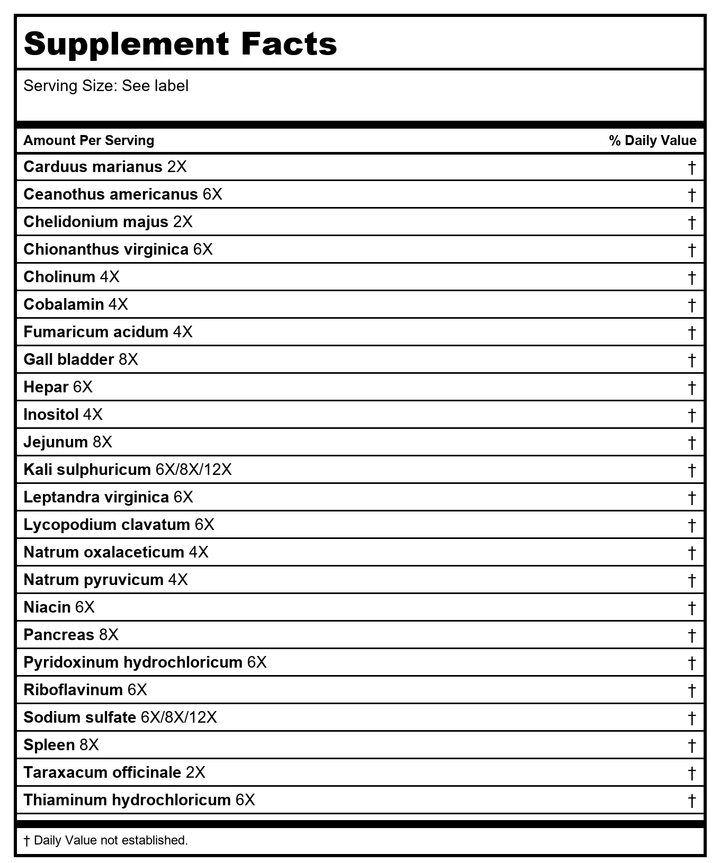 Guna Liver Plus 2 Tubes - Supplement Facts panel