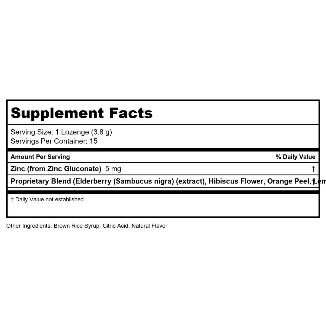 Zand HerbalLozenge Elderberry Zinc 5mg 15 Lozenges        9 - Supplement Facts panel