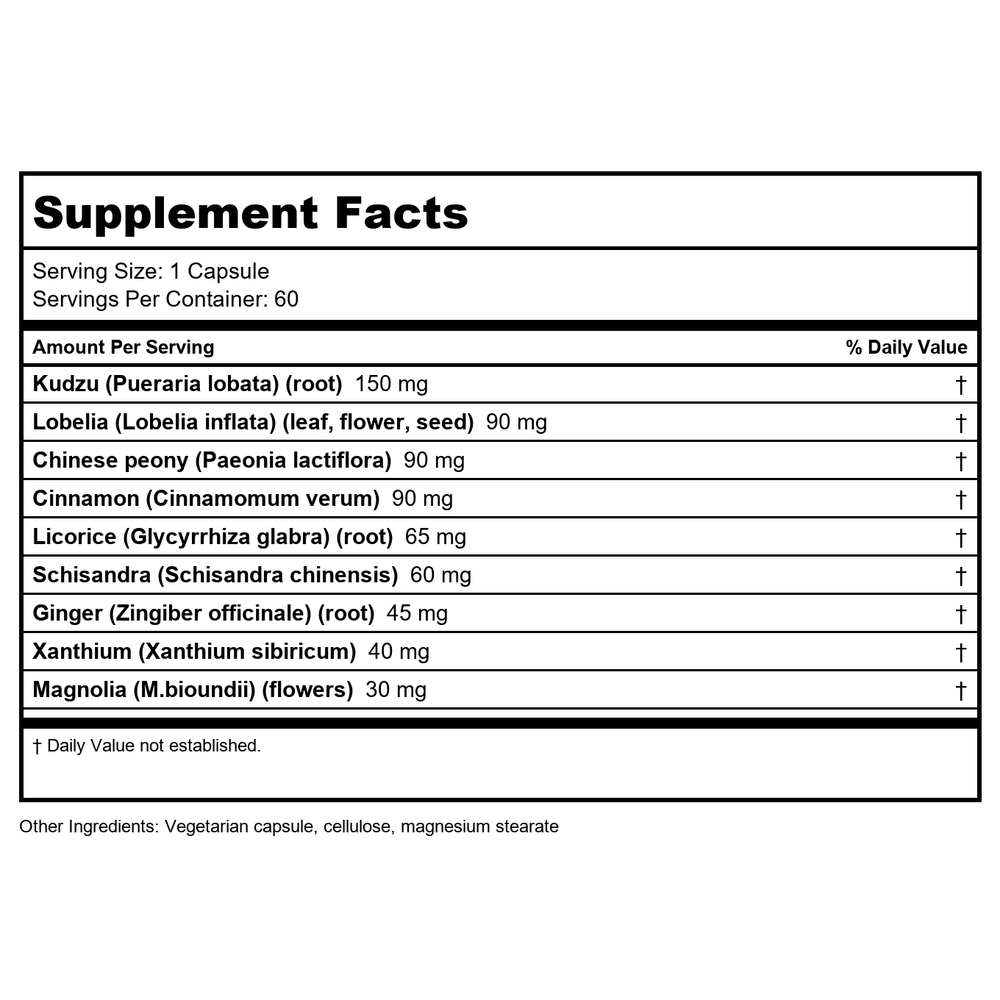 Karuna AllerEze 60 Vcaps - Supplement Facts panel