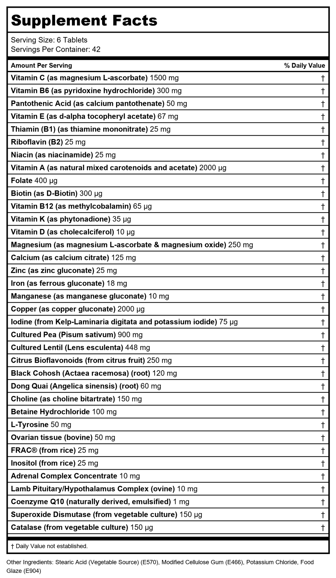 Biotics Research Equi-Fem 252 Tablets - - Supplement Facts panel