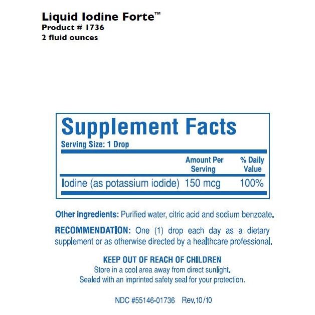 Biotics Research Liquid Iodine Forte 2oz - Supplement Facts panel
