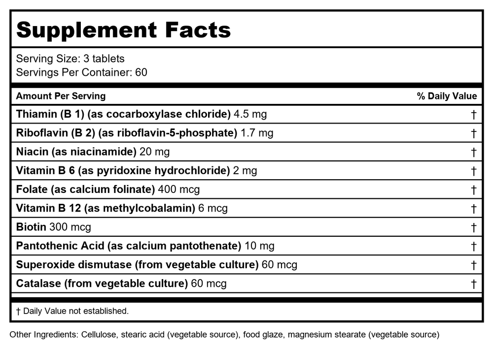 Biotics Research Bio-3B-G 180 Tablets - Supplement Facts panel