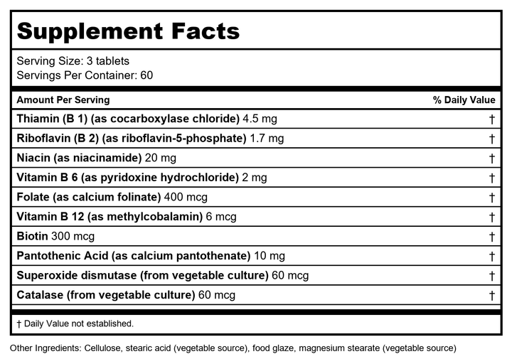 Biotics Research Bio-3B-G 180 Tablets - Supplement Facts panel