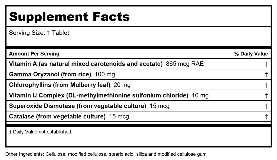 Biotics Research GastraZyme 90 Tablets - Supplement Facts panel