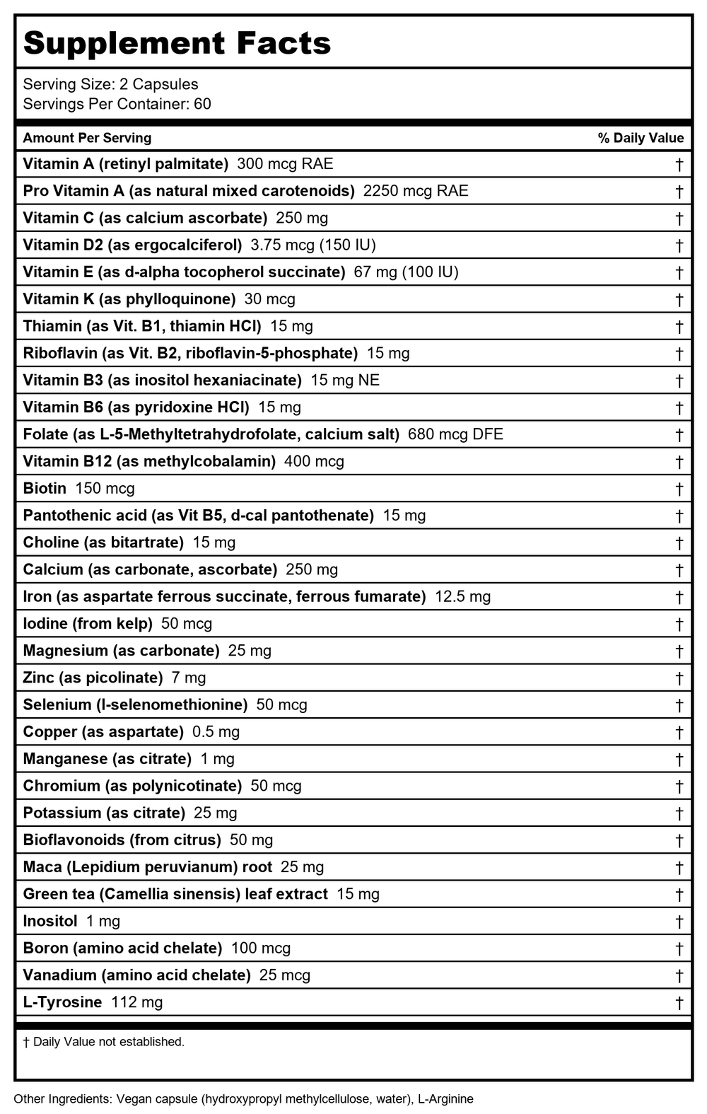 Vitanica FemTeen Symmetry 120 Vcaps - Supplement Facts panel