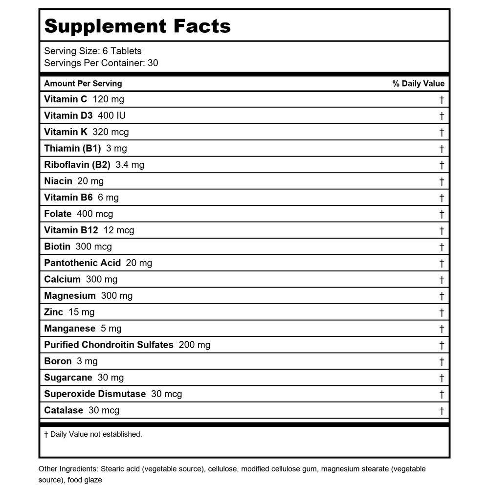 Biotics Research Osteo-B Plus 180 Tablets - Supplement Facts panel