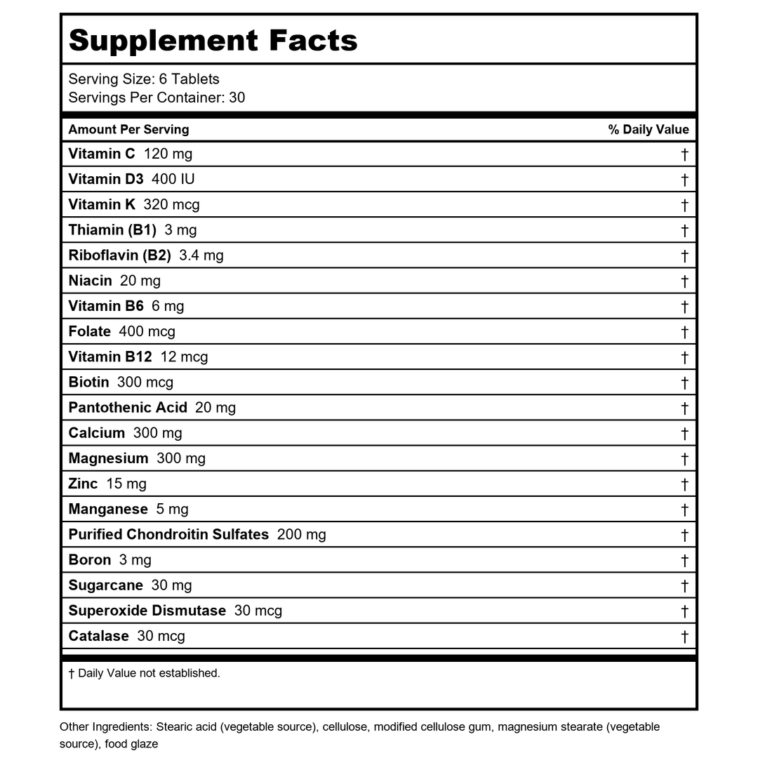 Biotics Research Osteo-B Plus 180 Tablets - Supplement Facts panel