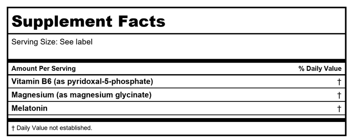 Biotics Research Melatonin-B6/Mg 60 Tablets - Supplement Facts panel