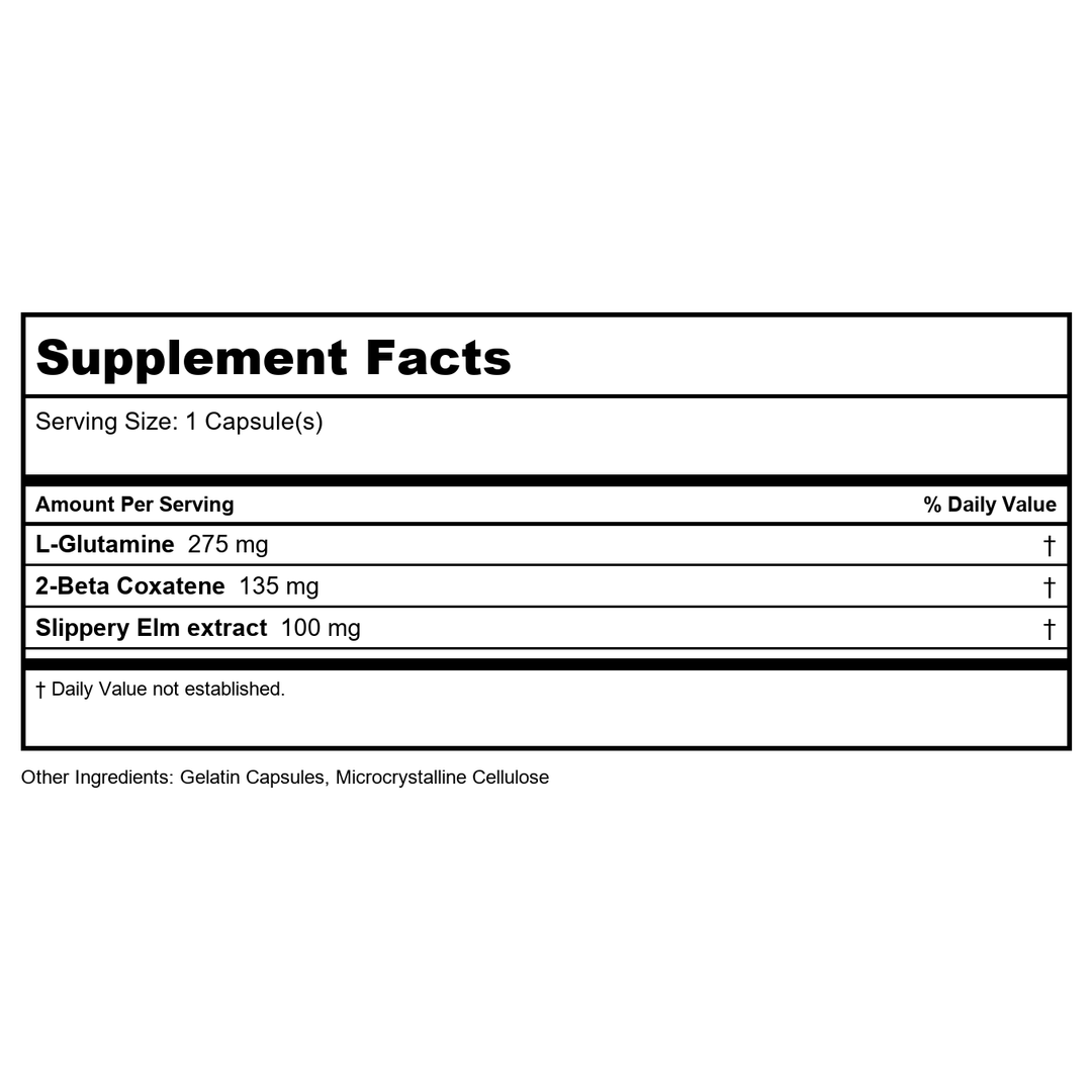 Zycal Gastrotene 60 Capsules - Supplement Facts panel