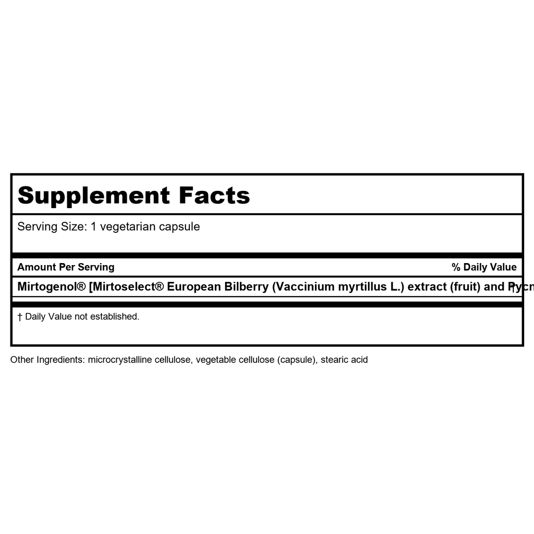 Life Extension Eye Pressure Support with Mirtogenol 30 Vcaps - 2 Pack - Supplement Facts panel