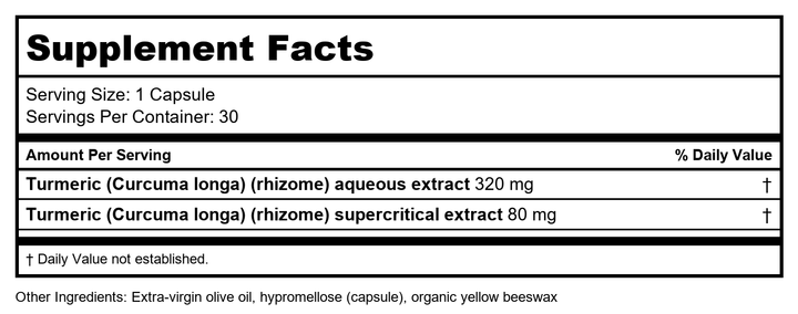 New Chapter Turmeric Force 30 Vcaps - Supplement Facts panel