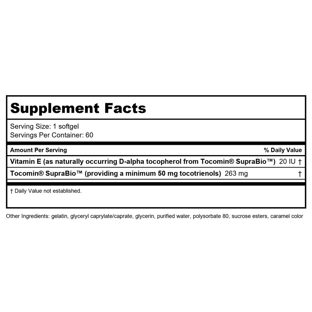Life Extension Super Absorbable Tocotrienols 60 Softgels - Supplement Facts panel