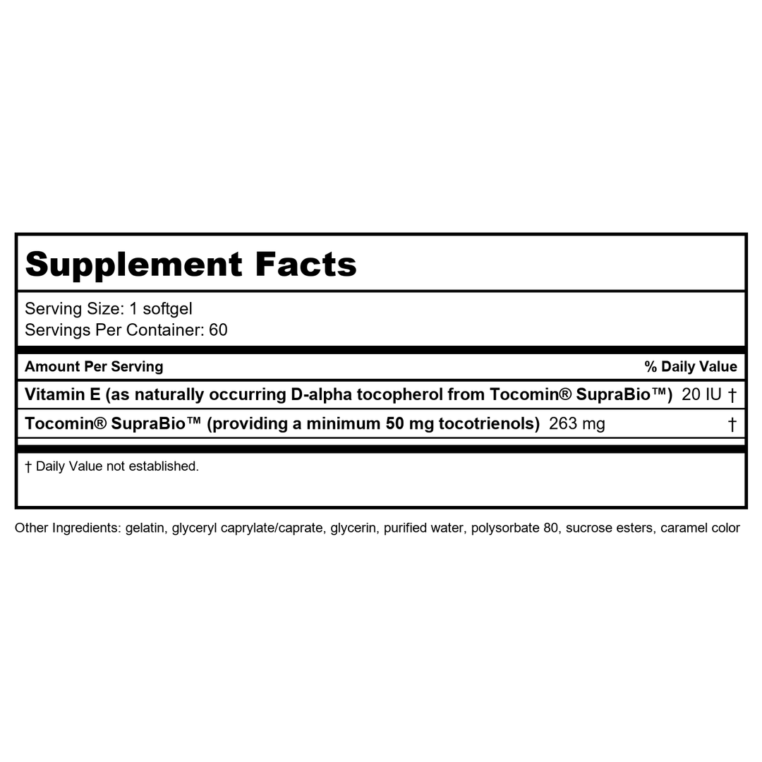 Life Extension Super Absorbable Tocotrienols 60 Softgels - Supplement Facts panel