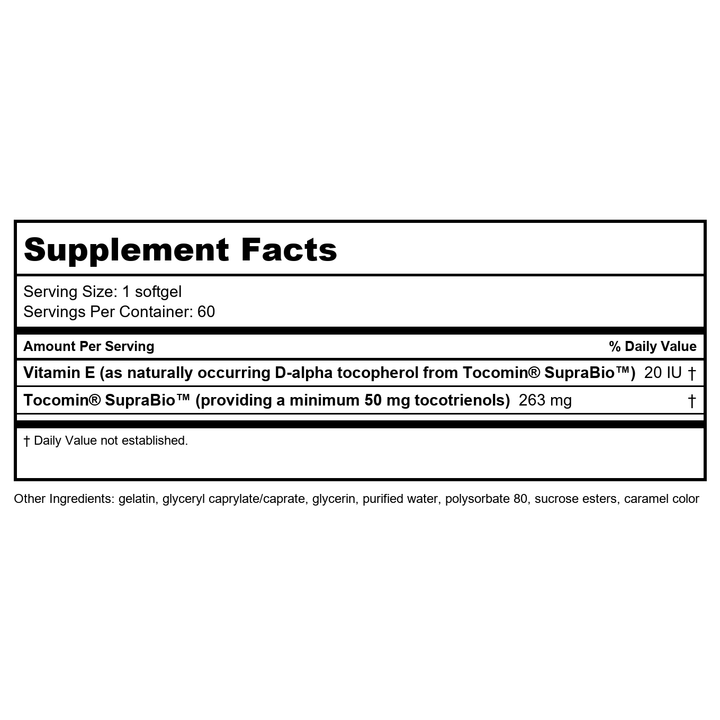 Life Extension Super Absorbable Tocotrienols 60 Softgels - Supplement Facts panel