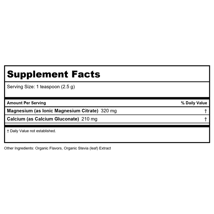 Natural Vitality Calm Plus Calcium Raspberry Lemon 16oz - Supplement Facts panel