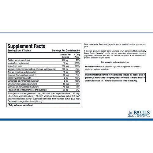 Biotics Research Multi-Mins 360 Tablets - Supplement Facts panel