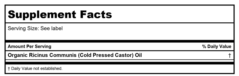 Heritage Castor Oil 8oz - Supplement Facts panel