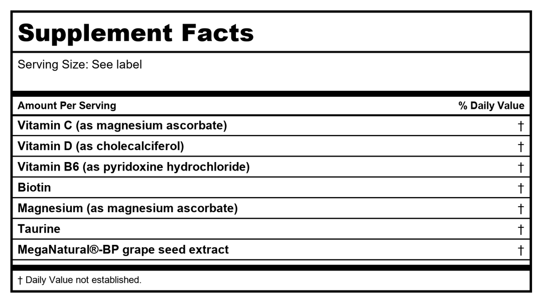 Biotics Research Bio-CardioSIRT BP 8oz - Supplement Facts panel