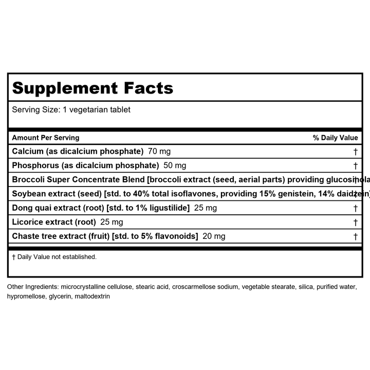 Life Extension Estrogen For Women 30 Vtabs - Supplement Facts panel