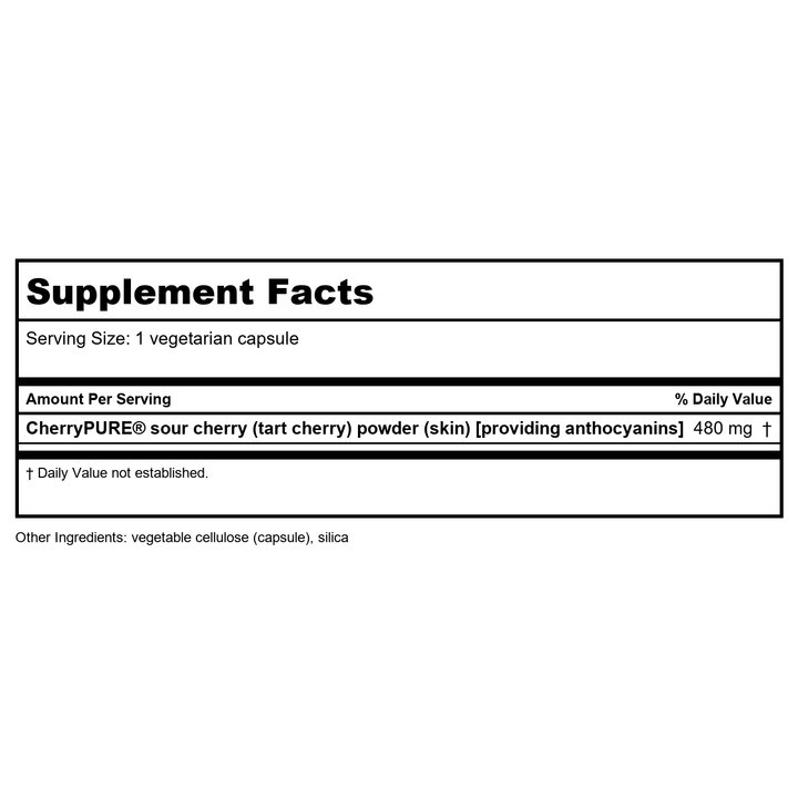 Life Extension Tart Cherry with Cherry Pure 60 Vcaps - Supplement Facts panel