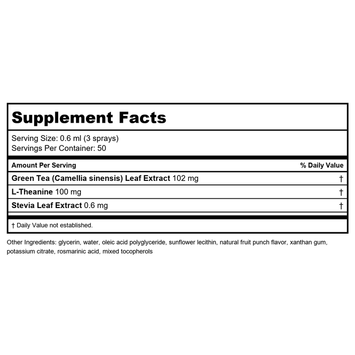 Davinci Liposomal L-Theanine 1oz - Supplement Facts panel